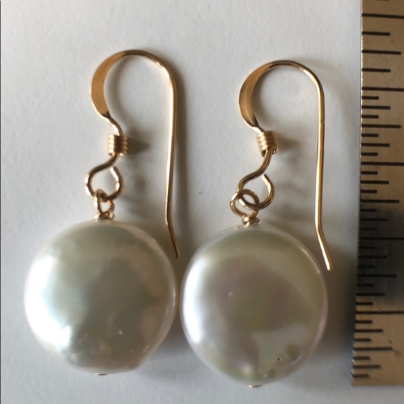 Handmade Jewelry - HIGH Luster 12mm White Coin Pearls - 14K Gold Fill